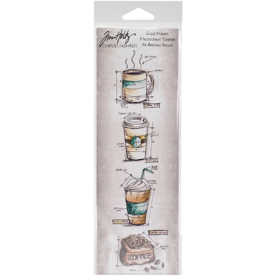 Stampers Anonymous Tim Holtz&#xAE; Fresh Brewed Mini Blueprints Strip Cling Stamps